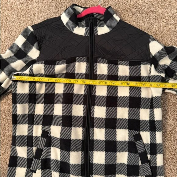 Talbots | Womens Black and White Soft Plaid Zippered Coat | Size 1X - Picture 3 of 7